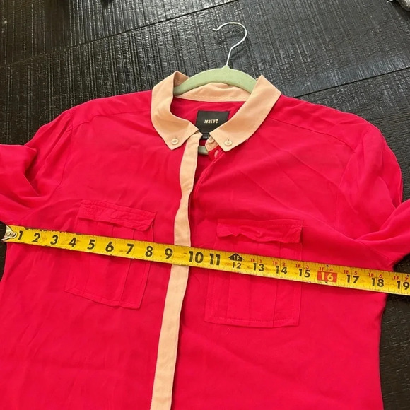 Anthropologie Maeve Hot Pink Bagatelle Button Down Long Sleeve Blouse Size 4 - Picture 13 of 13